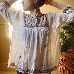 Boho Embroidered Flowy Blouse